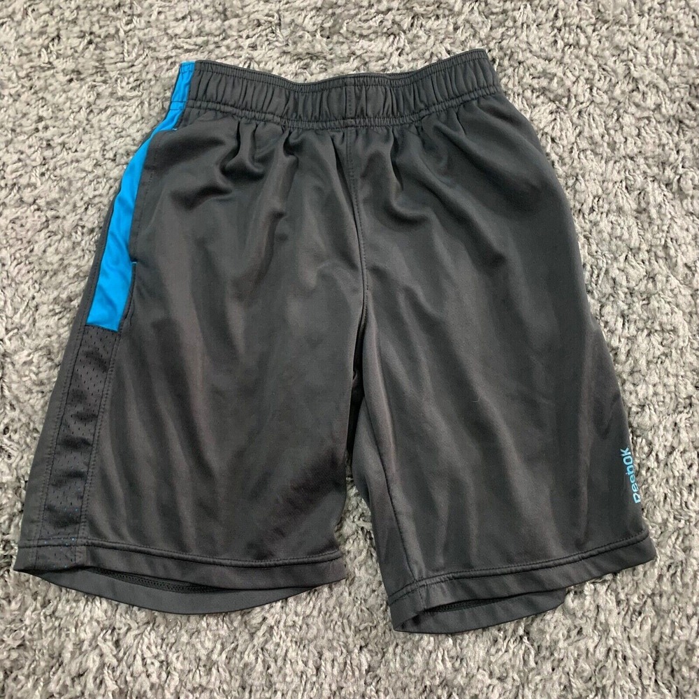 Reebok Boys Gray Blue PlayDry Athletic Basketball Shorts‎ Size Medium 10/12